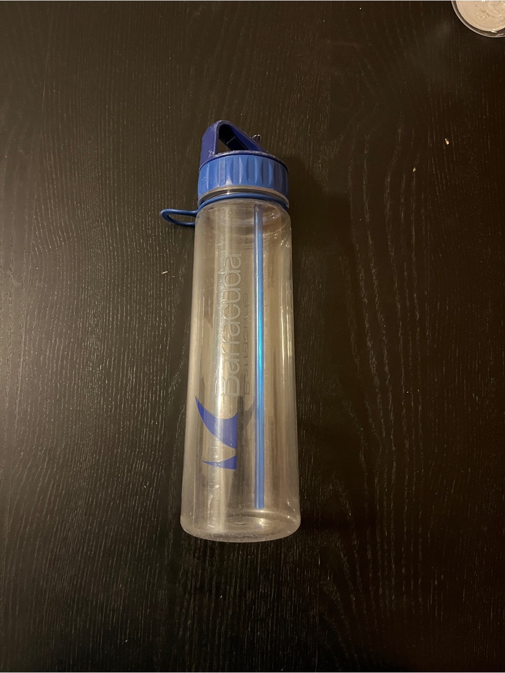 Barracuda Clear Plastic Water Bottle Blue Straw Flip Spout 10"